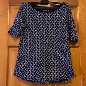 Loft Navy and White Soft Tee